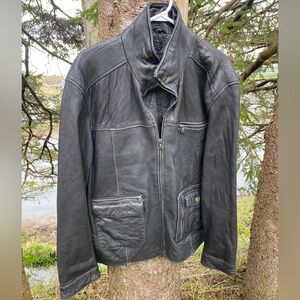 Alfani Black Military Field Jacket with Zippered Front